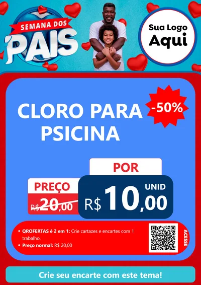 Modelo de Cartaz para Cartaz A4 Vertical com o tema Semana Dos Pais para Produtos para Piscina