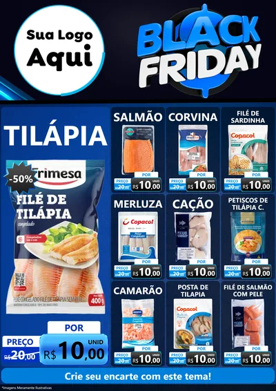 Modelo de Encarte para Encarte A4 Vertical com o tema Black Friday para Peixaria