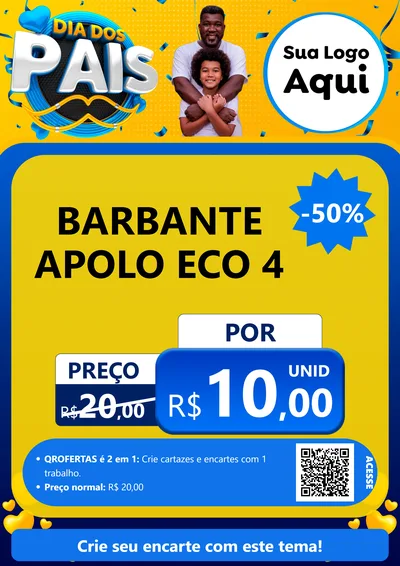 Modelo de Cartaz para Cartaz A4 Vertical com o tema Dia dos Pais para Armarinho e Aviamentos