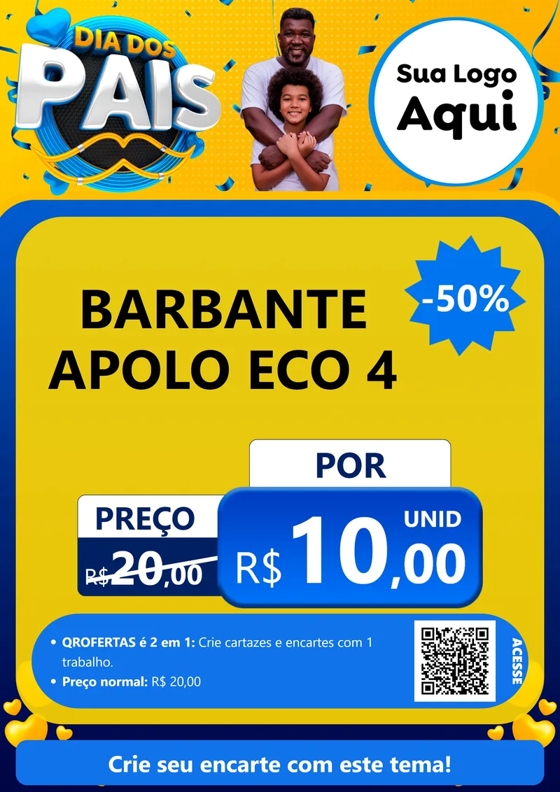 Modelo de Cartaz para Cartaz A4 Vertical com o tema Dia dos Pais para Armarinho e Aviamentos