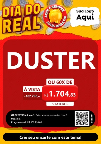 Modelo de Cartaz para Cartaz A4 Vertical com o tema Dia Do Real para Concessionaria de Carros