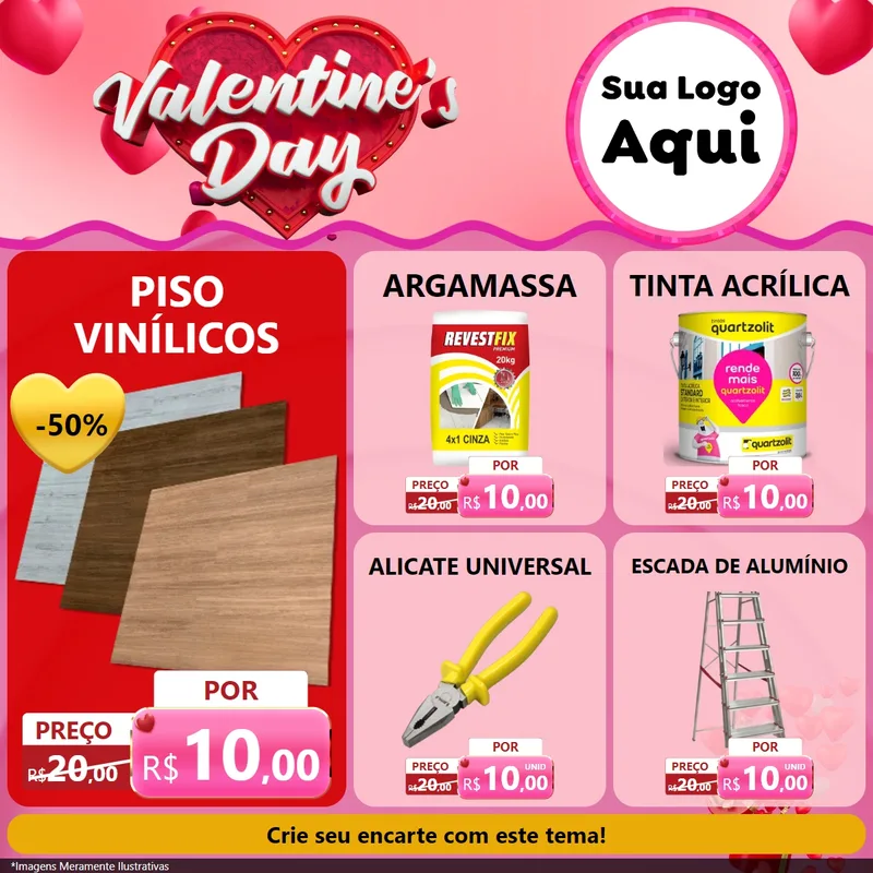 Modelo de Rede Social para Feed Facebook com o tema Valentine's Day para Material para Construção