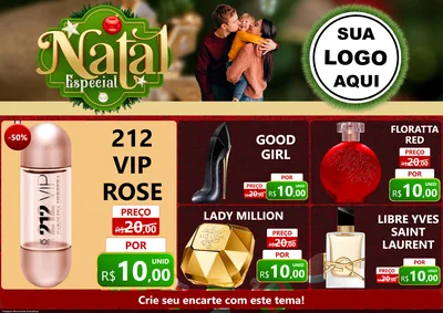 Modelo de Encarte para Encarte A4 Horizontal com o tema Natal Especial para Perfumes