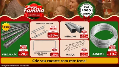 Modelo de TV para TV Horizontal com o tema Alegria Em Família - Super Ofertas para Ferragens