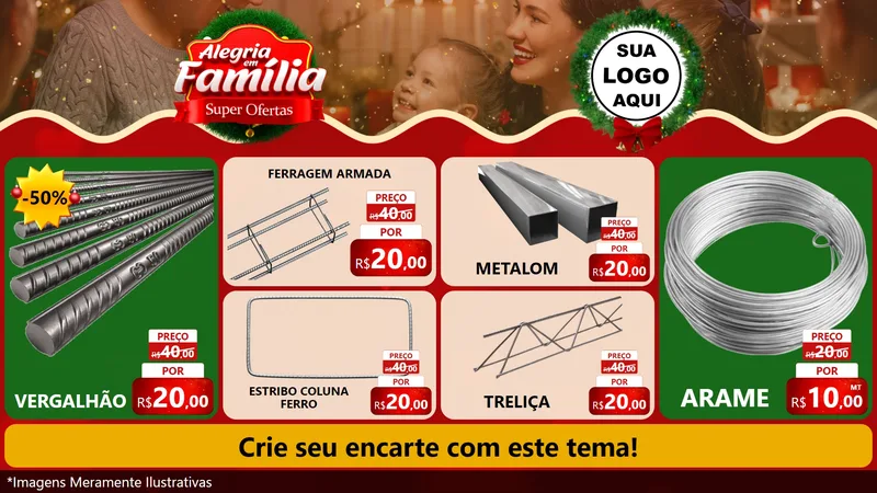 Modelo de TV para TV Horizontal com o tema Alegria Em Família - Super Ofertas para Ferragens
