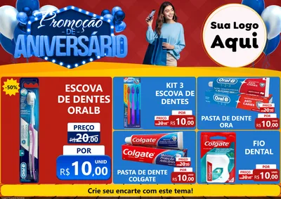 Modelo de Encarte para Encarte A4 Horizontal com o tema Promoção de Aniversário para Higiene Pessoal