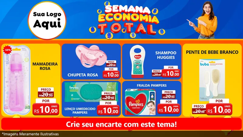 Modelo de TV para TV Horizontal com o tema Semana Economia Total para Bebês