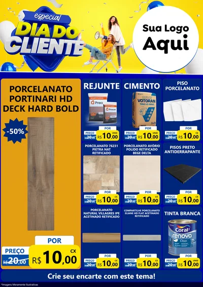 Modelo de Encarte para Encarte A4 Vertical com o tema Especial Dia do Cliente para Pisos e revestimentos