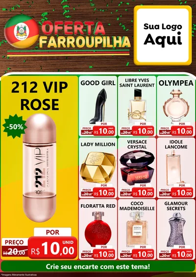 Modelo de Encarte para Encarte A4 Vertical com o tema Oferta Farroupilha para Perfumes