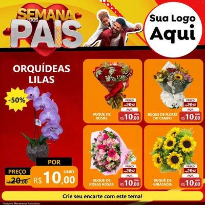 Modelo de Rede Social para Feed Facebook com o tema Semana Dos Pais para Floricultura e jardim