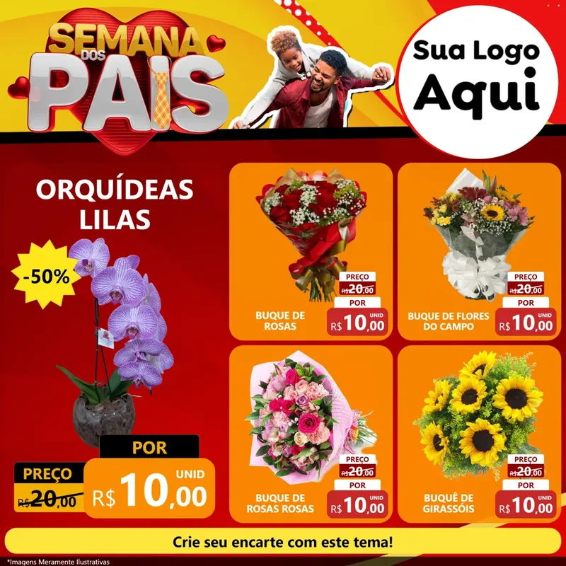 Modelo de Rede Social para Feed Facebook com o tema Semana Dos Pais para Floricultura e jardim