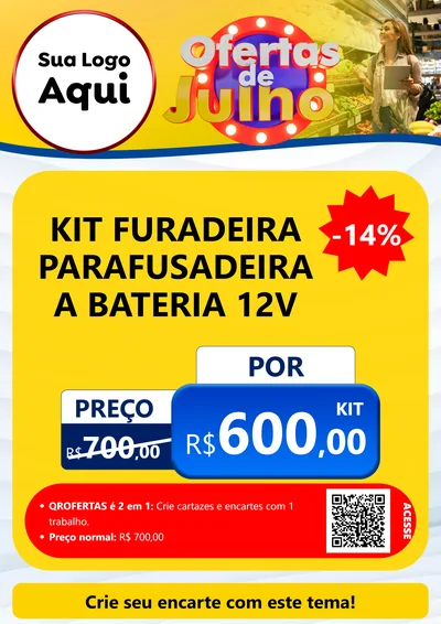 Modelo de Cartaz para Cartaz A4 Vertical com o tema Ofertas de Julho para Maquinas e Ferramentas