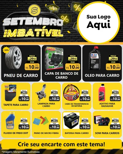 Modelo de Rede Social para Feed Instagram com o tema Setembro Imbatível para Auto peças