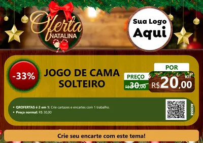 Modelo de Cartaz para Cartaz A4 Horizontal com o tema Ofertas Natalina para Cama, Mesa e Banho