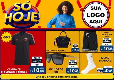 Modelo de Encarte para Encarte A4 Horizontal com o tema Só Hoje! para Roupas e acessórios