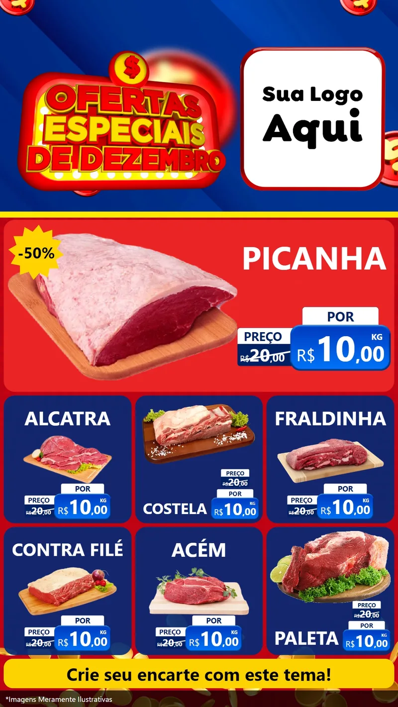 Modelo de Rede Social para Stories com o tema Ofertas Especiais de Dezembro para Açougue