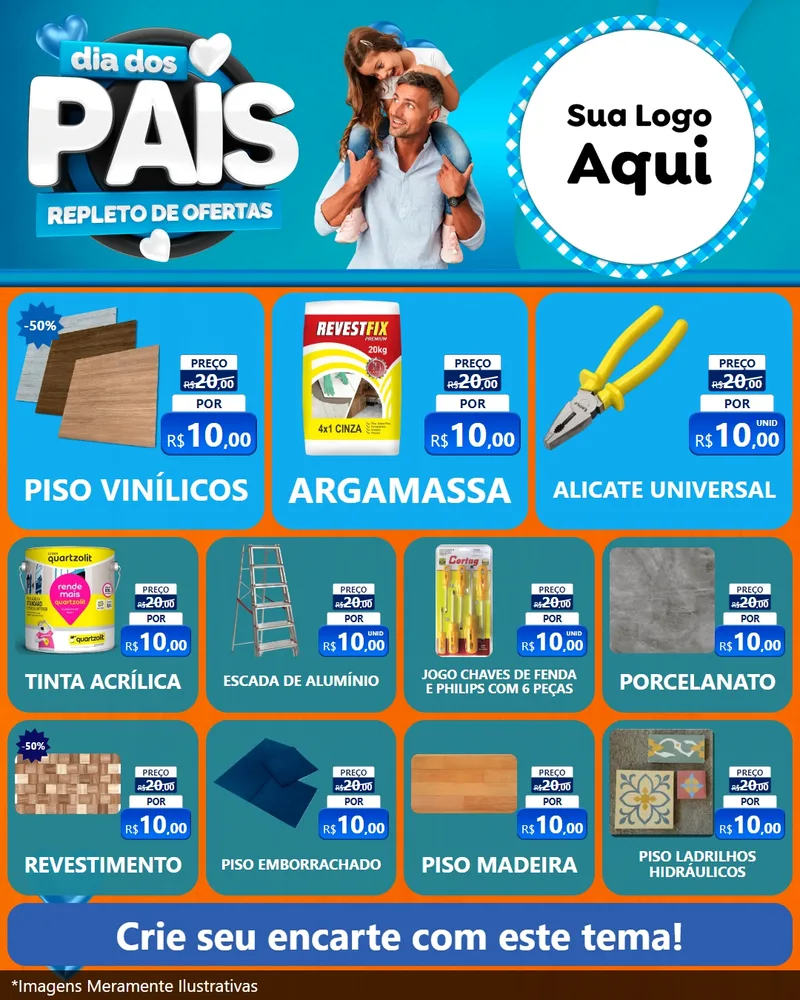 Modelo de Rede Social para Feed Instagram com o tema Dia Dos Pais Repleto de Ofertas para Material para Construção