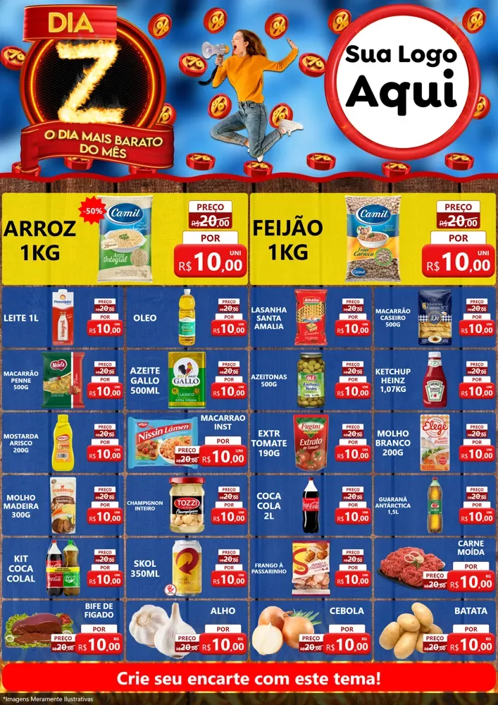 Modelo de Encarte para Encarte A4 Vertical com o tema Dia Z - O Dia Mais Barato Do Mês para Supermercado