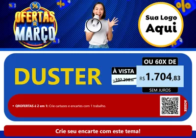 Modelo de Cartaz para Cartaz A4 Horizontal com o tema Ofertas de Março para Concessionaria de Carros