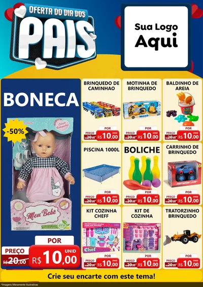 Modelo de Encarte para Encarte A4 Vertical com o tema Oferta Do Dia Dos Pais para Brinquedos
