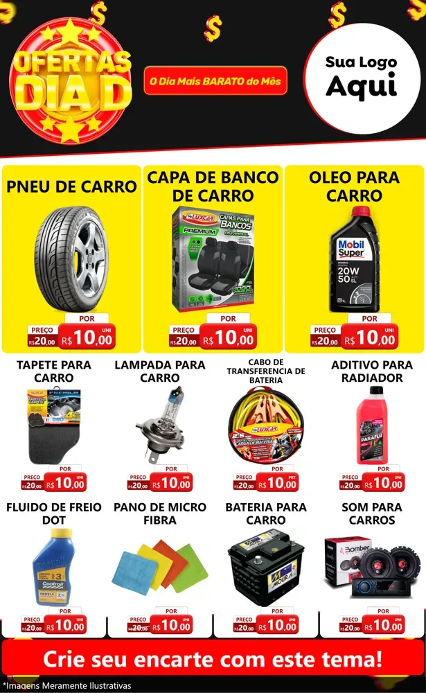 Modelo de Encarte para Encarte Grande com o tema Dia D para Auto peças