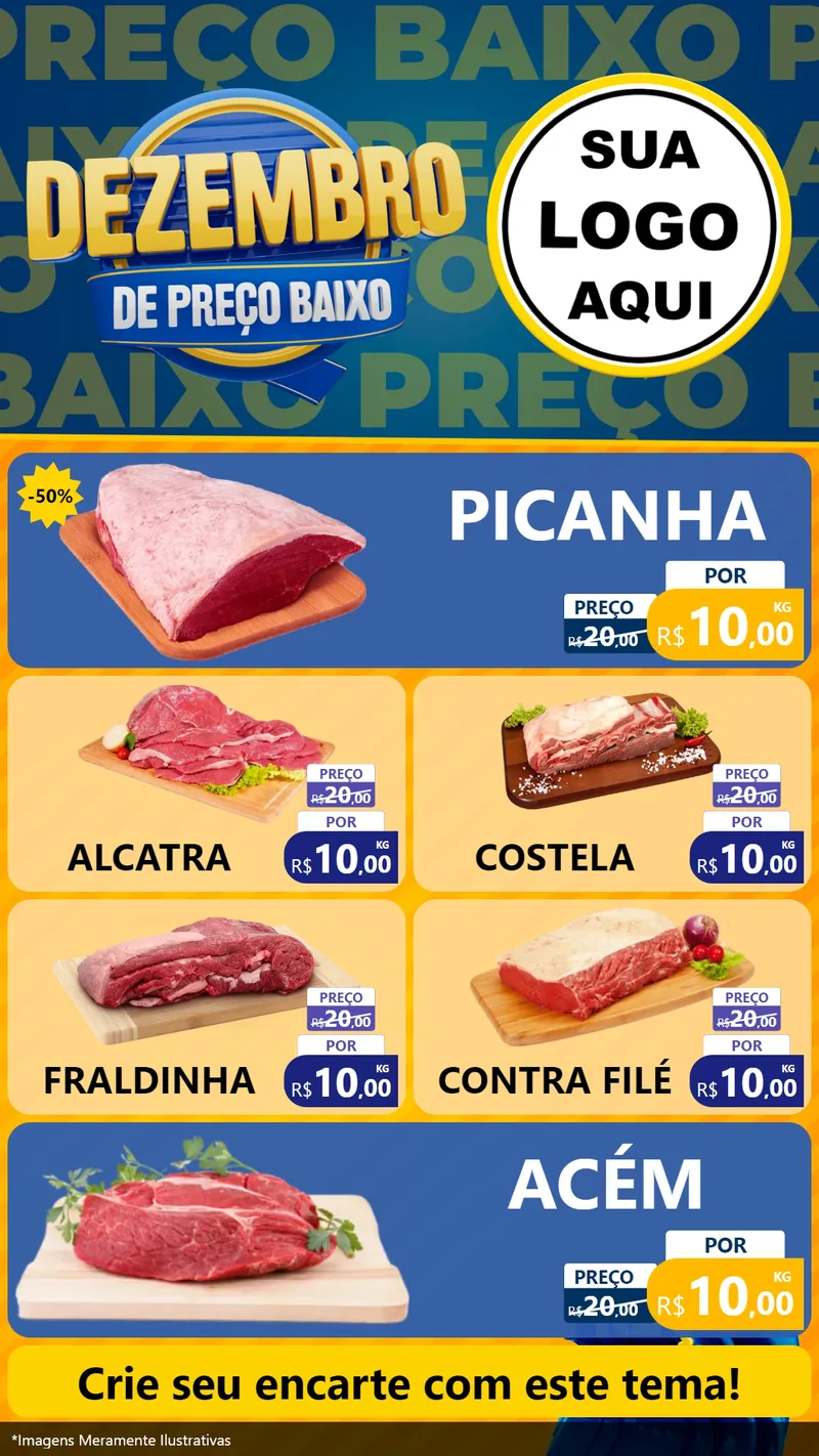 Modelo de TV para TV Vertical com o tema Dezembro de Preço Baixo para Açougue