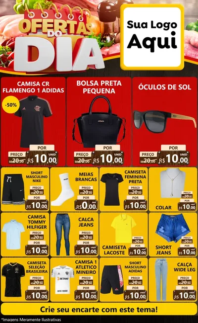Modelo de Encarte para Encarte Grande com o tema Ofertas do Dia para Roupas e acessórios