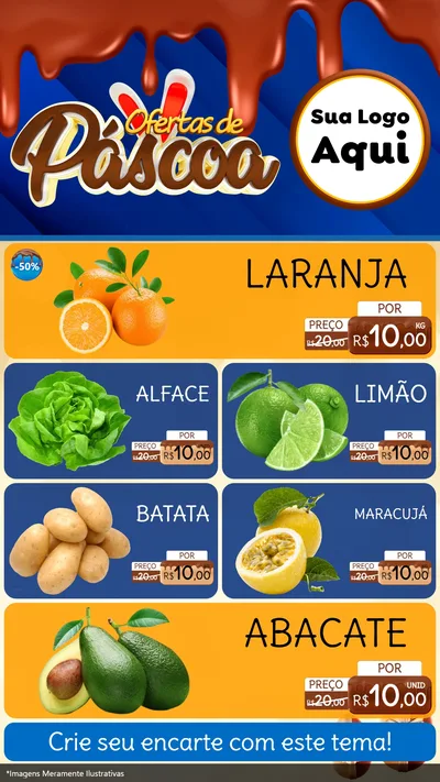 Modelo de TV para TV Vertical com o tema Ofertas de Páscoa para Hortifrúti