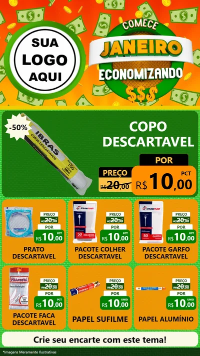 Modelo de Rede Social para Stories com o tema Comece Janeiro Economizando para Embalagens