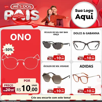 Modelo de Rede Social para Feed Facebook com o tema Mês dos Pais para Óticas