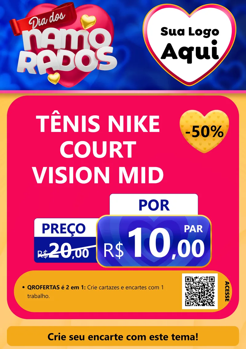 Modelo de Cartaz para Cartaz A4 Vertical com o tema Dia dos namorados para Calçados