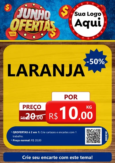 Modelo de Cartaz para Cartaz A4 Vertical com o tema Junho de Ofertas para Hortifrúti