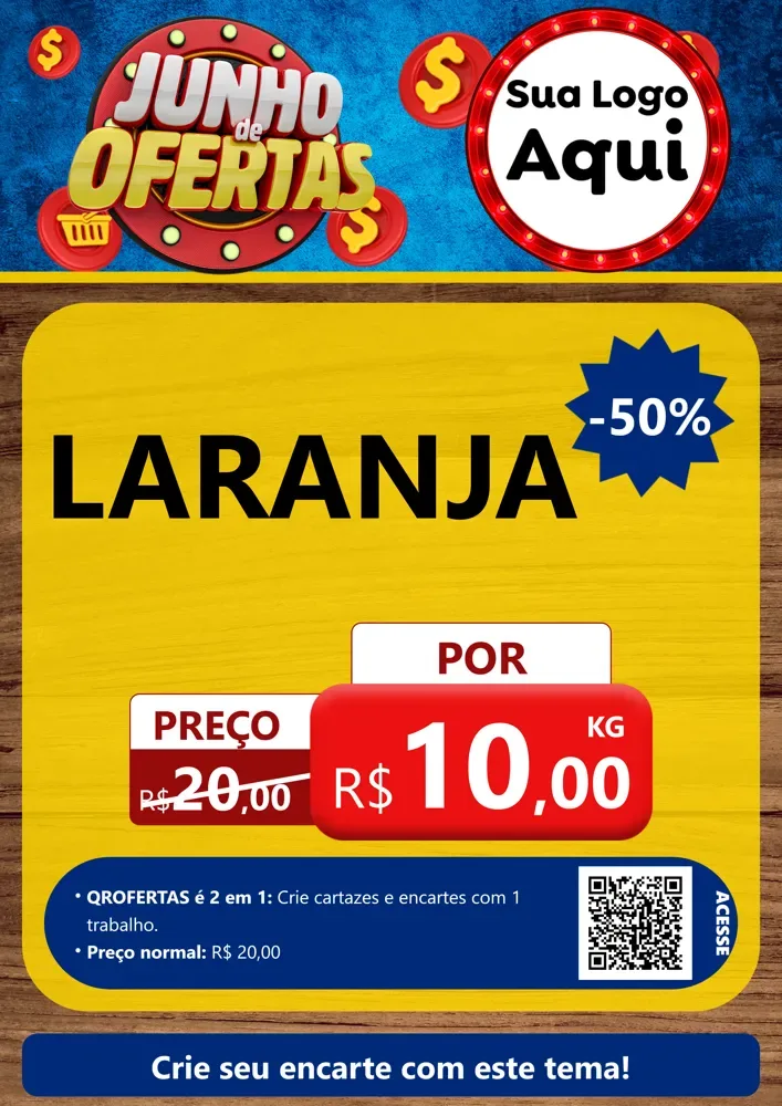 Modelo de Cartaz para Cartaz A4 Vertical com o tema Junho de Ofertas para Hortifrúti
