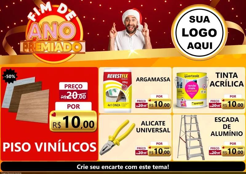 Modelo de Encarte para Encarte A4 Horizontal com o tema Fim de Ano Premiado para Material para Construção