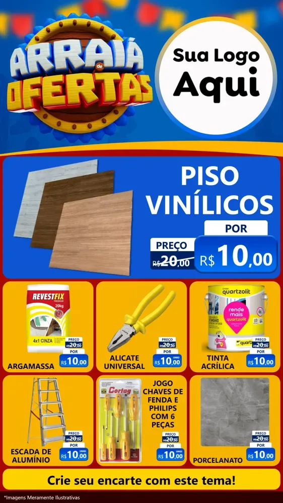 Modelo de Rede Social para Stories com o tema Arraiá de Ofertas - Junina para Material para Construção