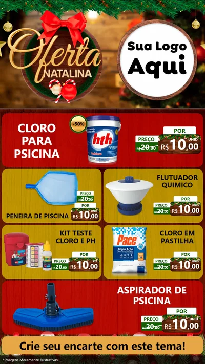 Modelo de TV para TV Vertical com o tema Ofertas Natalina para Produtos para Piscina