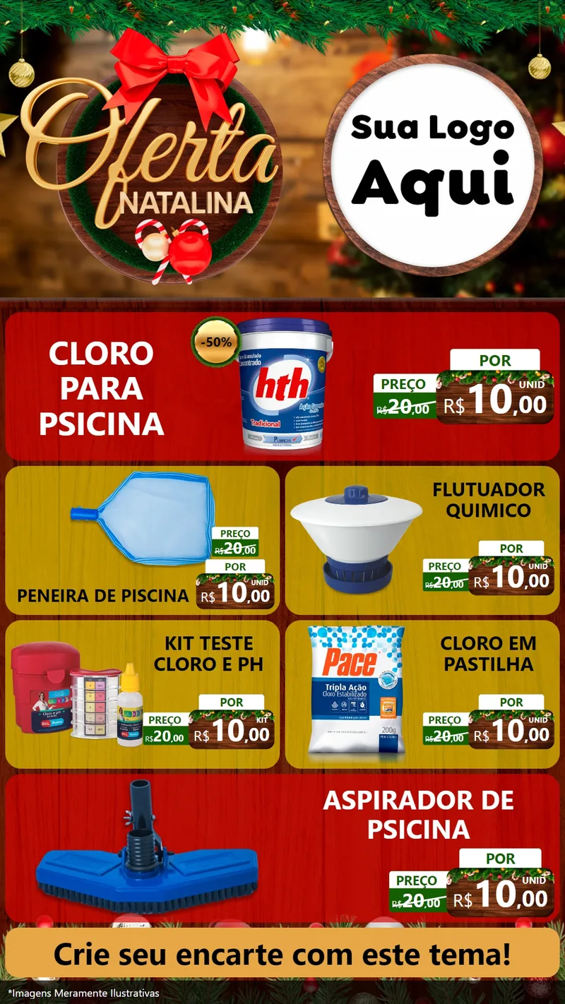 Modelo de TV para TV Vertical com o tema Ofertas Natalina para Produtos para Piscina