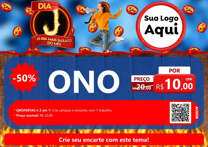 Modelo de Cartaz para Cartaz A4 Horizontal com o tema Dia J - O Dia Mais Barato Do Mês para Óticas