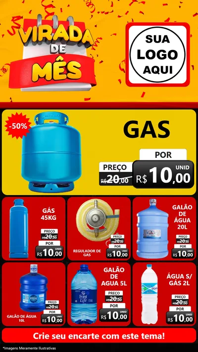 Modelo de Rede Social para Stories com o tema Virada de Mês para Água e gás
