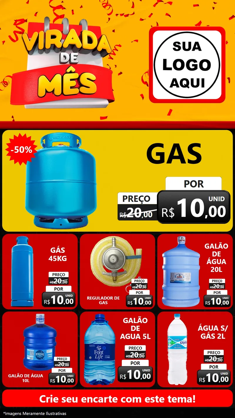 Modelo de Rede Social para Stories com o tema Virada de Mês para Água e gás