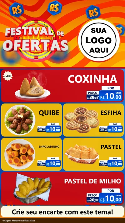 Modelo de TV para TV Vertical com o tema Festival de Ofertas para Salgadaria