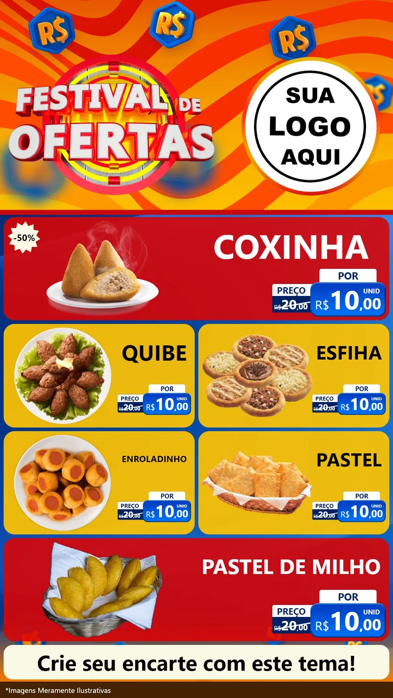 Modelo de TV para TV Vertical com o tema Festival de Ofertas para Salgadaria