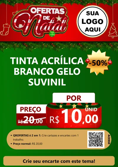 Modelo de Cartaz para Cartaz A4 Vertical com o tema Ofertas de Natal para Tintas e Ferramentas