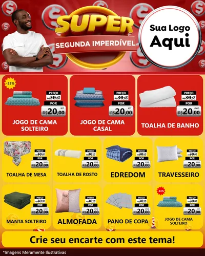 Modelo de Rede Social para Feed Instagram com o tema Super Segunda Imperdível para Cama, Mesa e Banho