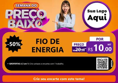 Modelo de Cartaz para Cartaz A4 Horizontal com o tema Semana do Preço Baixo para Materiais Elétricos