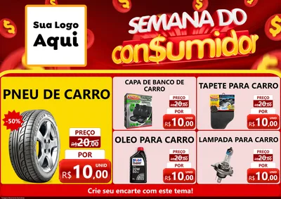 Modelo de Encarte para Encarte A4 Horizontal com o tema Semana do Consumidor para Auto peças