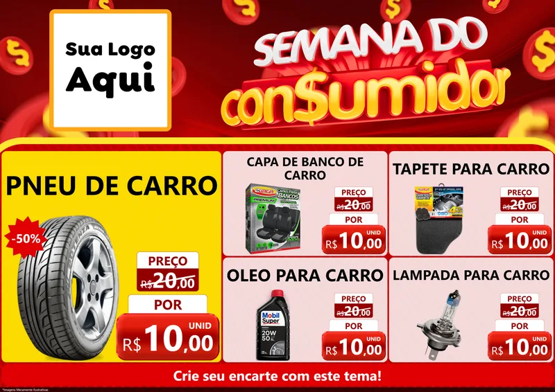 Modelo de Encarte para Encarte A4 Horizontal com o tema Semana do Consumidor para Auto peças