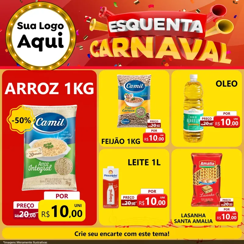 Modelo de Rede Social para Feed Facebook com o tema Esquenta Carnaval para Supermercado