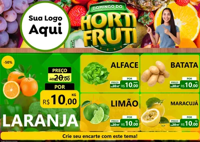 Modelo de Encarte para Encarte A4 Horizontal com o tema Domingo do Hortifrúti para Hortifrúti