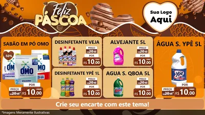 Modelo de TV para TV Horizontal com o tema Feliz Páscoa para Produtos de Limpeza